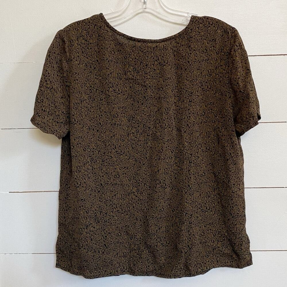 Carole Little Wmns Brown Leopard Print Rayon Short Sleeve Blouse Size 12 142644H - Picture 3 of 10